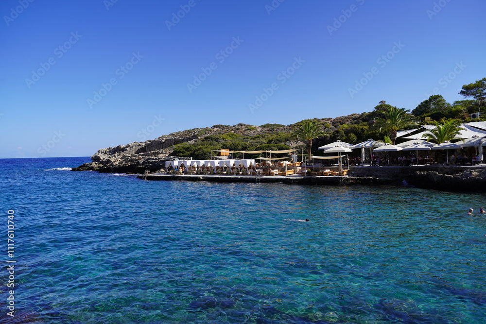Kallithea springs beach , popular thermal resort in Rhodes Kallithea springs beach , popular thermal resort in Rhodes