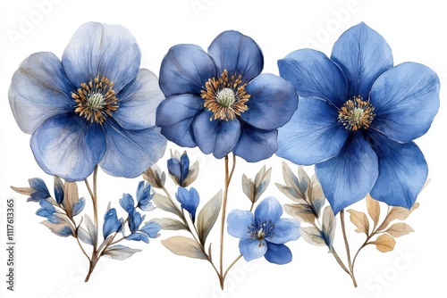 A collection of blue flowers arranged artistically for decorative purposes.