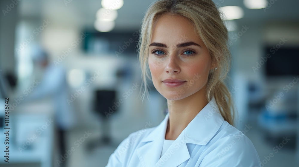 portrait of woman doctor in white coat on modern clinic background, cosmetologist, copy space portrait of woman doctor in white coat on modern clinic background, cosmetologist, copy space