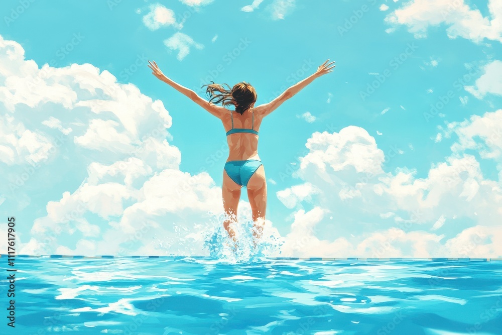 she jumped into the water at the swimming pool she jumped into the water at the swimming pool