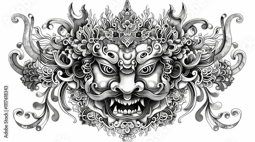 Intricate Thai Ceremonial Mask Design