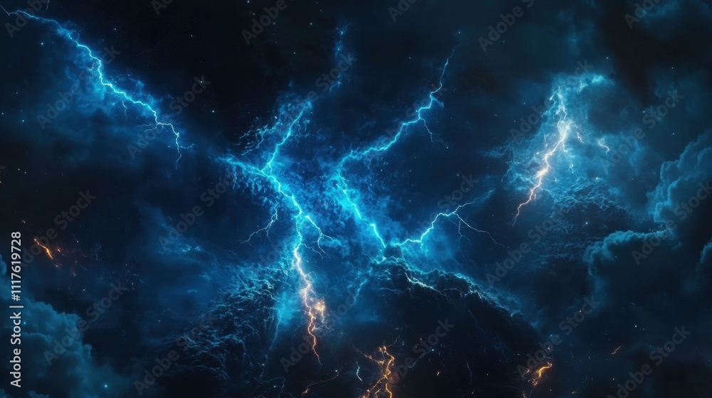 Abstract Cosmic Lightning Storm; Energetic Nebula Background. Abstract Cosmic Lightning Storm; Energetic Nebula Background.