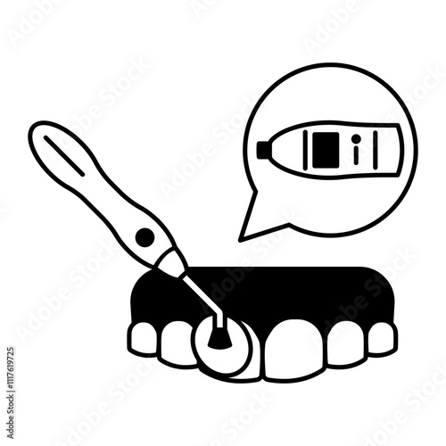 dental lazer procedures concentrated beam of light to remove shape tissue concept, Teeth Whitening or deep Cleaning vector design, Odontology symbol, manual dexterity sign Dentist tools illustration