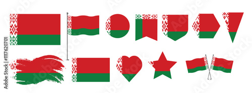 Belarus flag set of icons. Set of Belarus flags button, waved, heart,brush,start various objects and state signs and shape Free Download Belarus flag set of icons. Set of Belarus flags button, waved, heart,brush,start various objects and state signs and shape - GFXLoad