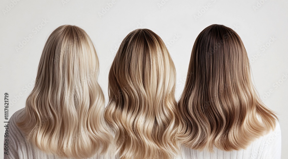 Close-up of a beautiful woman's golden hair, showcasing dyed, styled, and hair extensions, with a focus on hairstyling and hair care. Close-up of a beautiful woman's golden hair, showcasing dyed, styled, and hair extensions, with a focus on hairstyling and hair care.