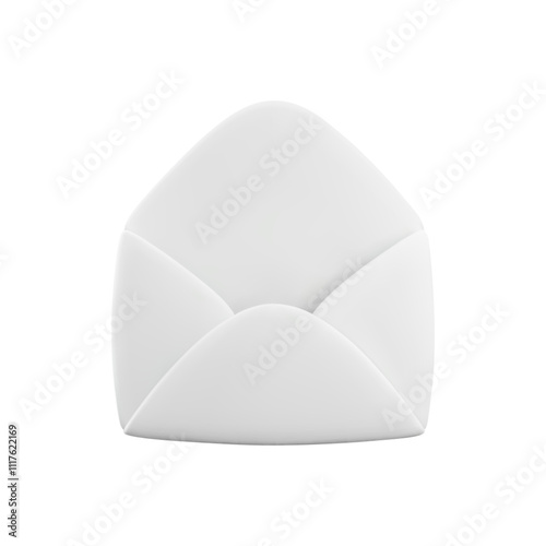 Vector cartoon 3d opened empty envelope. Realistic 3d render white letter icon, new message notification, email sign, newsletter subscription symbol. Cute design element for social media, app, advert.