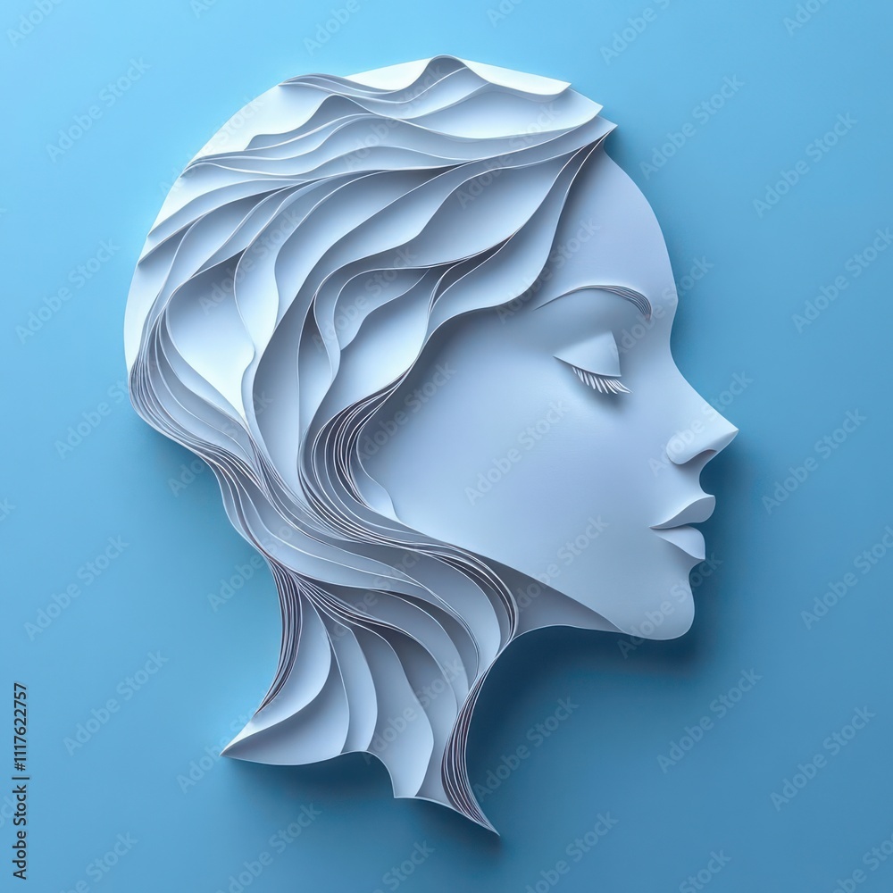 Craft a minimalist paper cutout head Focus on modern aesthetics and mindfulness Craft a minimalist paper cutout head Focus on modern aesthetics and mindfulness
