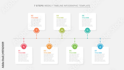 Timeline Infographic Template Design with 7 Options