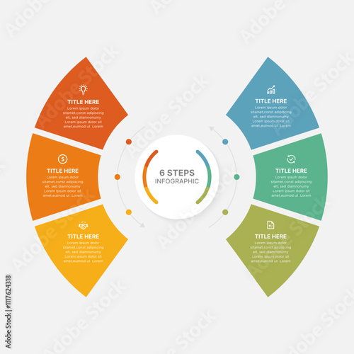 Modern Circular Cycle Infographic Design Template with 6 Data Points