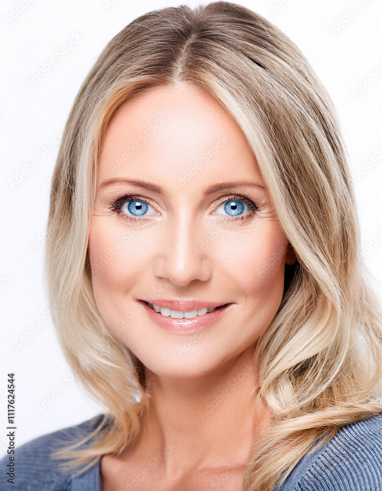portrait of blue eye pretty blonde woman cheerful on white background portrait of blue eye pretty blonde woman cheerful on white background