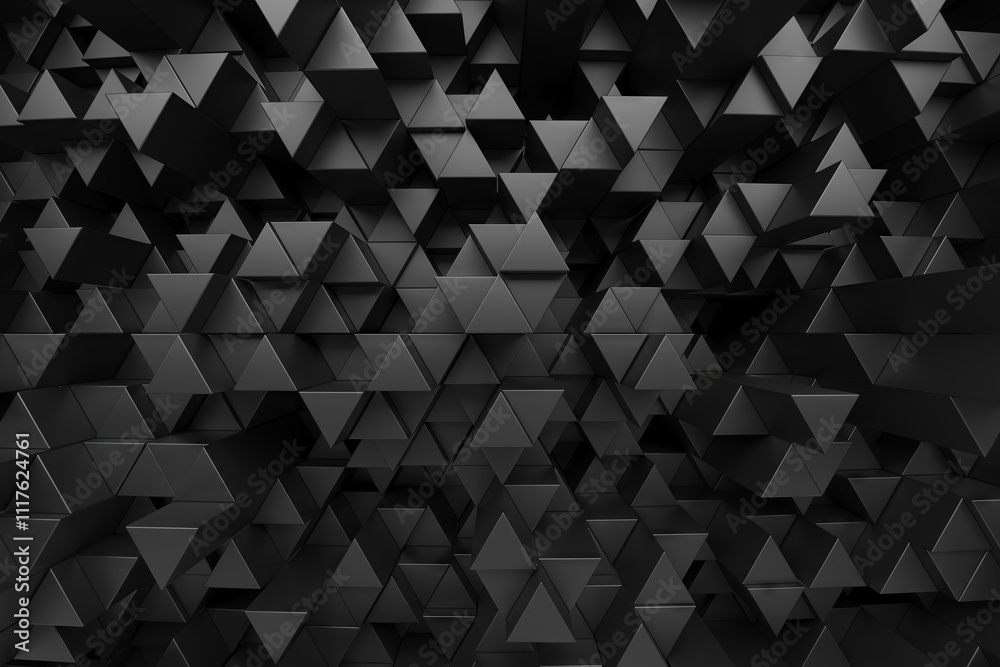 Geometric abstract array of black triangle shapes. 3d render Geometric abstract array of black triangle shapes. 3d render