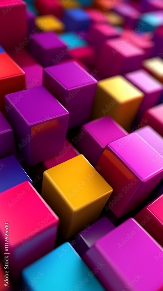 Geometric Cubes Arranged on a Colorful Abstract Background Geometric Cubes Arranged on a Colorful Abstract Background