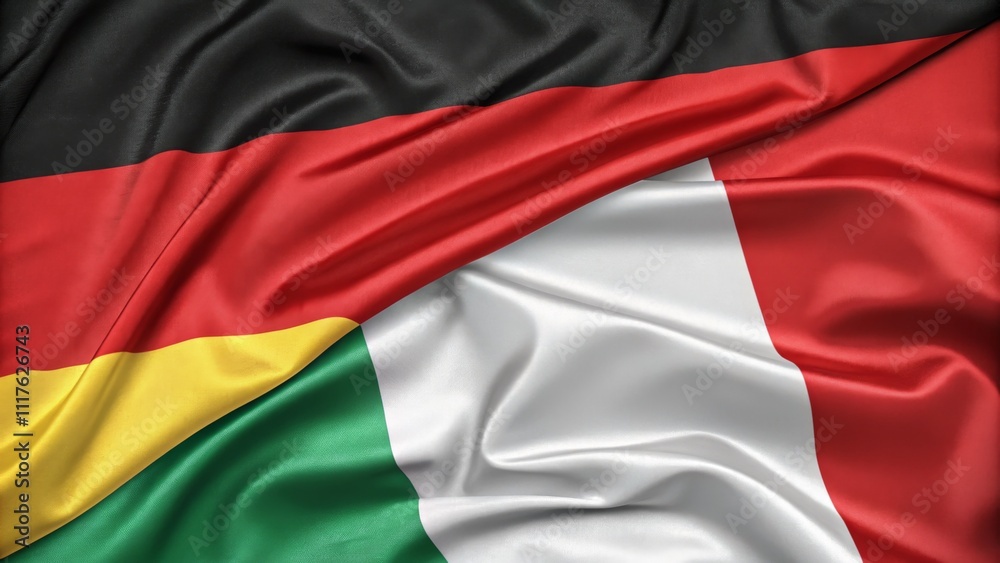Obraz premium Vibrant Display of German and Italian Flags Blending Seamlessly