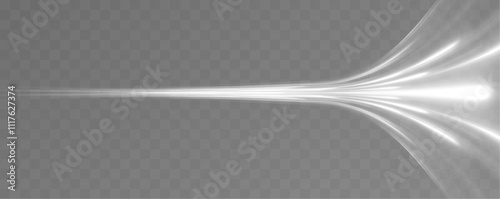 Light white bright white line swirl effect. Glowing white semicircle on isolated background. Vector illustration stream of fresh wind png.	
