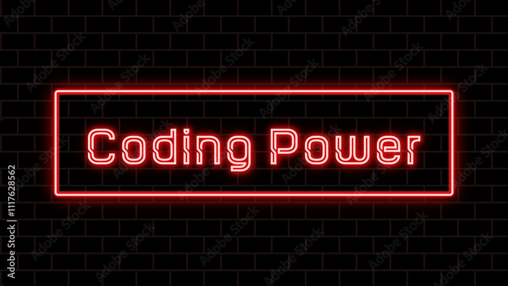 Coding Power のネオン文字イラスト