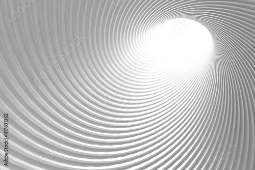 Fototapeta Naklejka Na Ścianę i Meble -  Spiral tunnel with white light at the end, abstract design for futuristic concepts. 3d render.