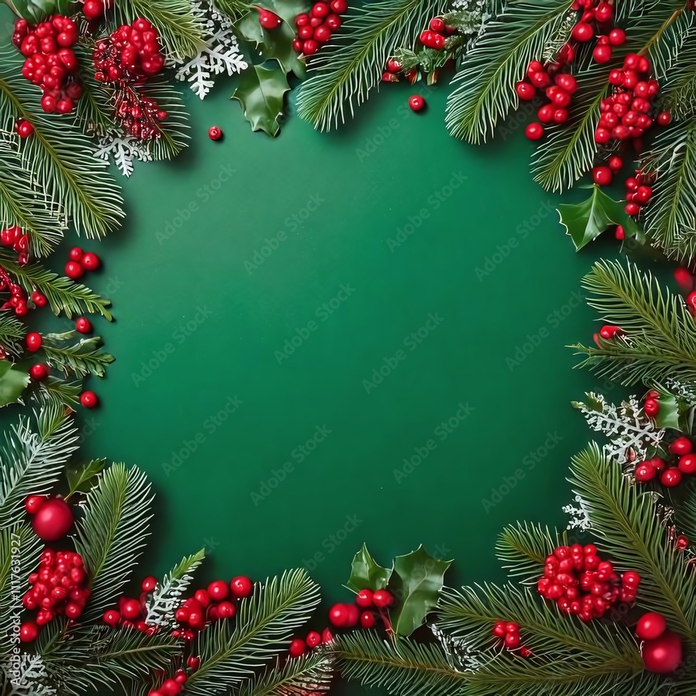 Background festive design with berries and leaves.Generative AI Background festive design with berries and leaves.Generative AI