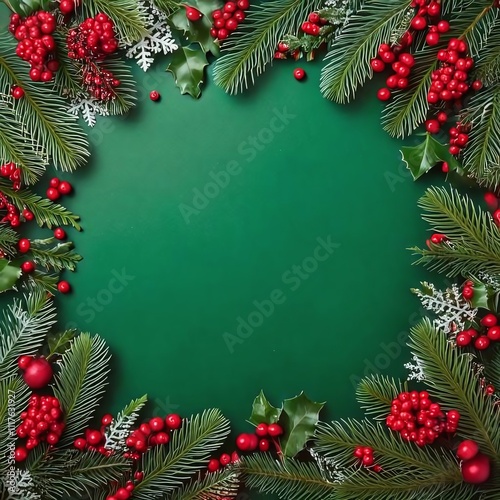 Wallpaper Mural Background festive design with berries and leaves.Generative AI Torontodigital.ca