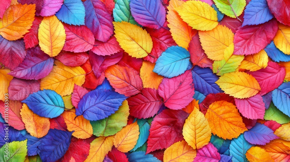 Fototapeta premium Vibrant autumn leaves in a colorful arrangement
