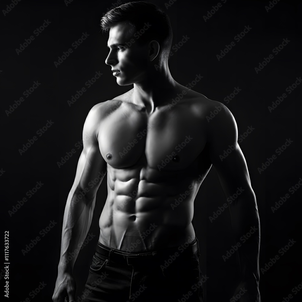 Silhouette of a handsome muscular man. Silhouette of a handsome muscular man.