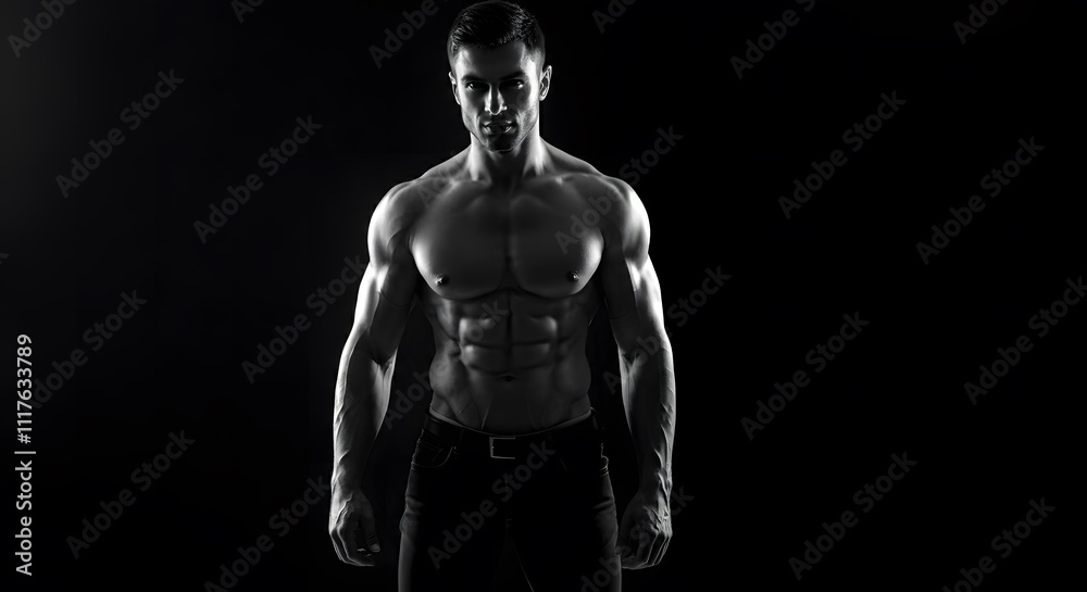 Silhouette of a handsome muscular man. Silhouette of a handsome muscular man.