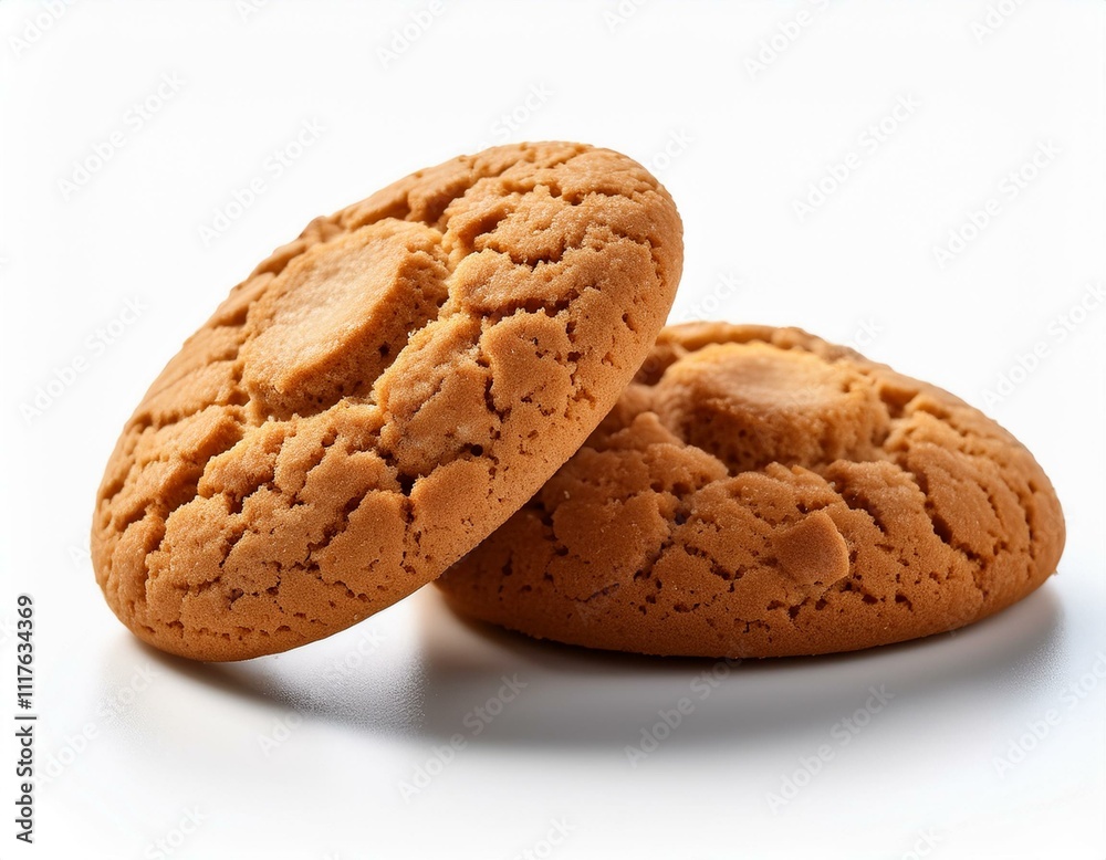 Golden-brown amaretti biscuits with a delicate texture, isolated on white, ideal for food branding, recipe visuals, and product photography Golden-brown amaretti biscuits with a delicate texture, isolated on white, ideal for food branding, recipe visuals, and product photography