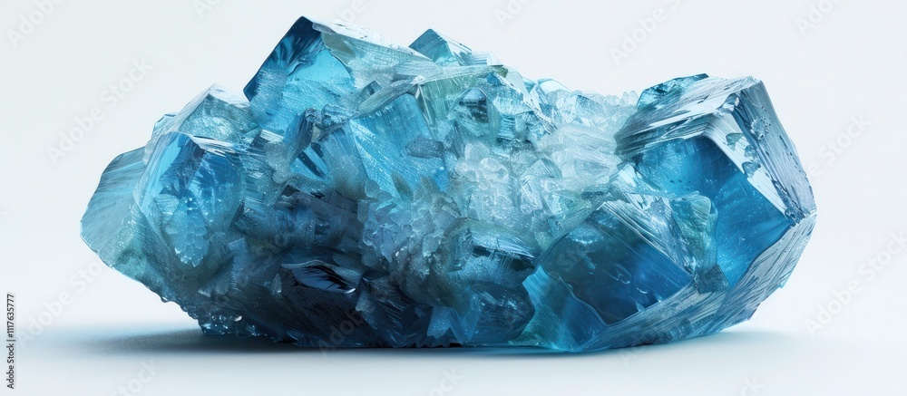 Fototapeta premium Magnificent blue quartz crystal formation glowing with natural light in a captivating geological environment The intricate faceted texture and translucent of the mineral creates a mesmerizing icy
