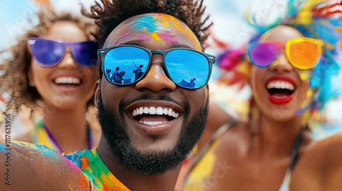 Joyful celebration at a vibrant color festival