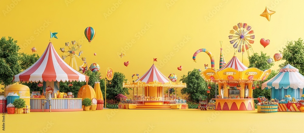 A colorful carnival scene with attractions and festive decorations. A colorful carnival scene with attractions and festive decorations.