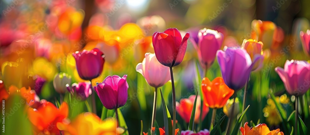 Colorful Tulips in a Spring Garden Colorful Tulips in a Spring Garden