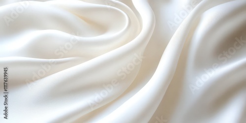 Elegant White Silk Satin Fabric Texture with Smooth Waves and Soft Drapes on a Gentle Background