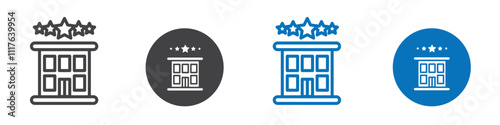 Five star hotel icon in different editable versions