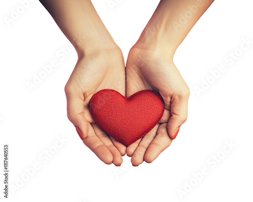 a pair of hands holding a red heart