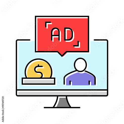 sponsored content color icon vector. sponsored content sign. isolated symbol illustration