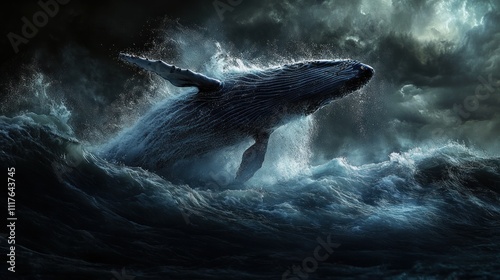 Humpback Whale Leaping From the Depths