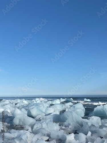 Glacial Beauty at Jökulsárlón: Ice Blocks and Diamond Beach’s Stunning Coastline photo