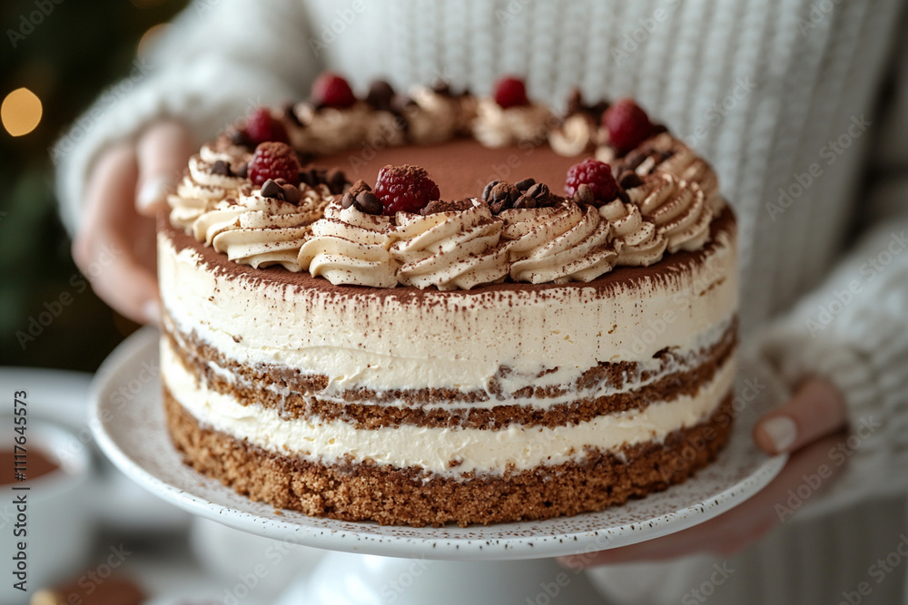 a luxurious tiramisu cake with layers of coff a luxurious tiramisu cake with layers of coff