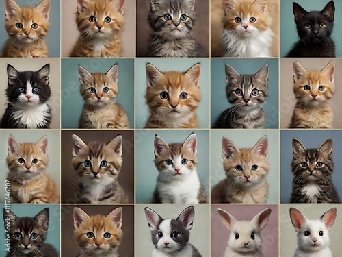 Adorable Kittens in a Colorful Grid Display