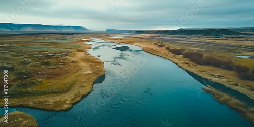 a river flowing through a desert