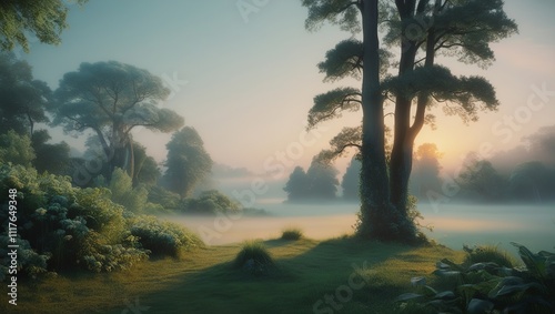 a misty and foggy view of jungle from up top