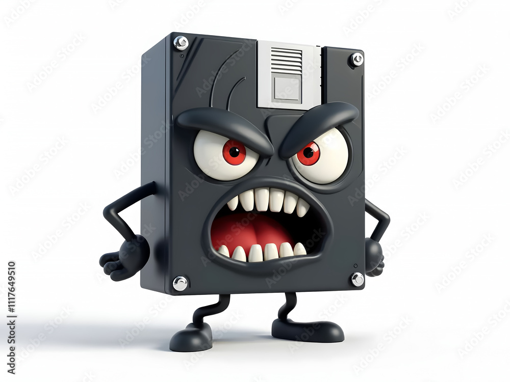 3D Caricature Cartoon of a Computer Hard Disk with Funny Eyes and Legs – Black Solid-State Drive for Logo, Mascot, or Clip Art 3D Caricature Cartoon of a Computer Hard Disk with Funny Eyes and Legs – Black Solid-State Drive for Logo, Mascot, or Clip Art
