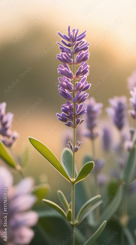 Fototapeta premium lavender flower blooming in the morning, created by generative AI