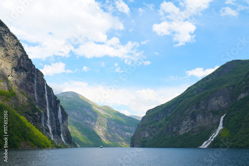 Quadro su tela Geirangerfjord, Wasserfall Freier, Sieben Schwestern