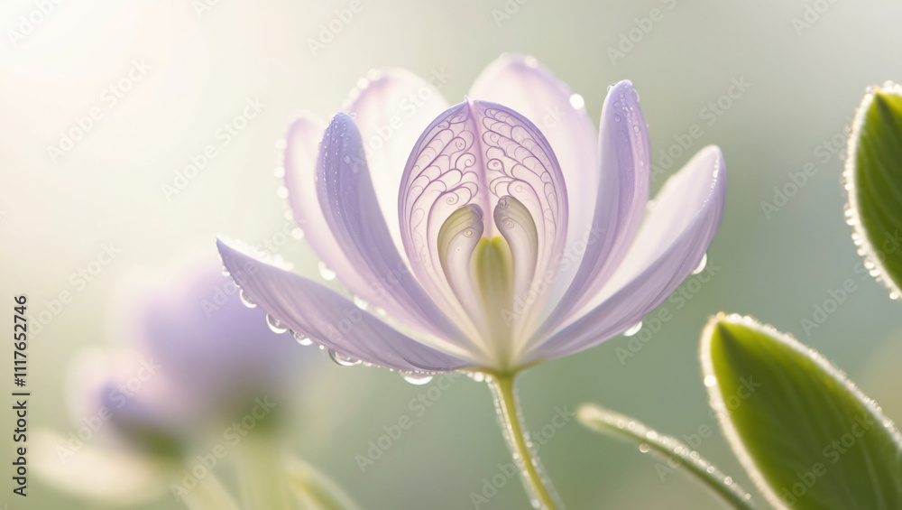 Obraz premium lavender flower blooming in the morning, created by generative AI
