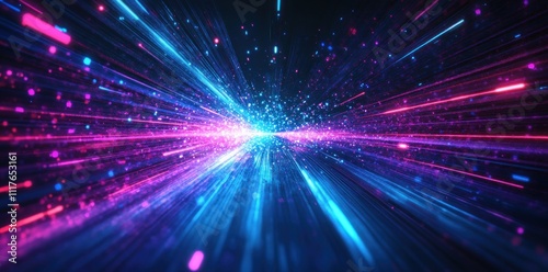 Neon Lightspeed Tunnel: A Digital Galaxy of Vibrant Hues