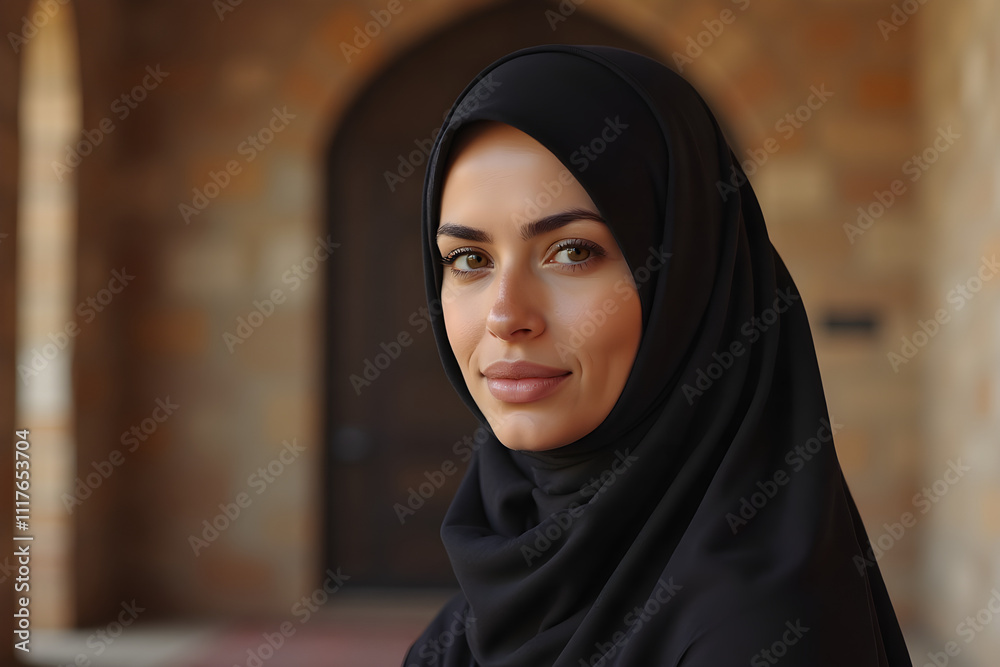 hyper realistic portrait of an a Muslim woman in the mosque hyper realistic portrait of an a Muslim woman in the mosque