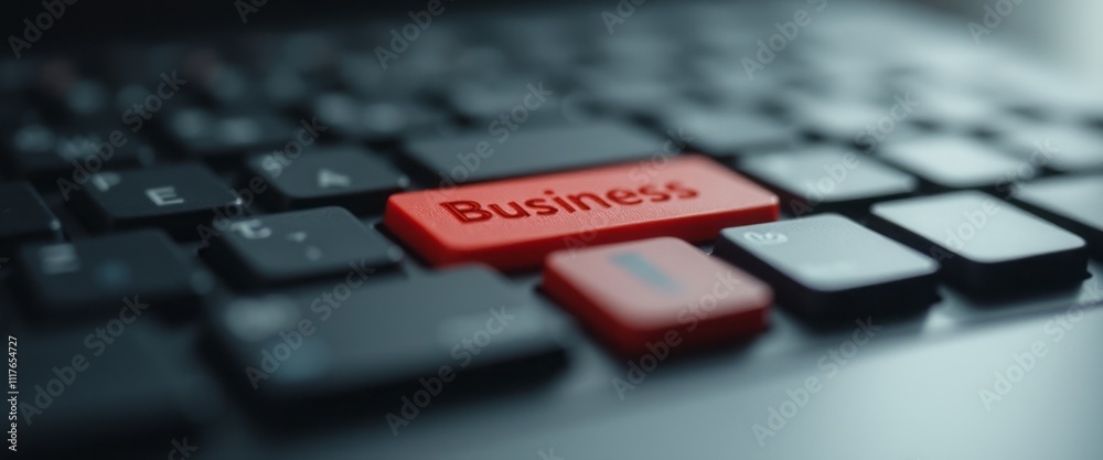 A close-up shot of a sleek black keyboard highlights a striking red key emblazoned with the word A close-up shot of a sleek black keyboard highlights a striking red key emblazoned with the word