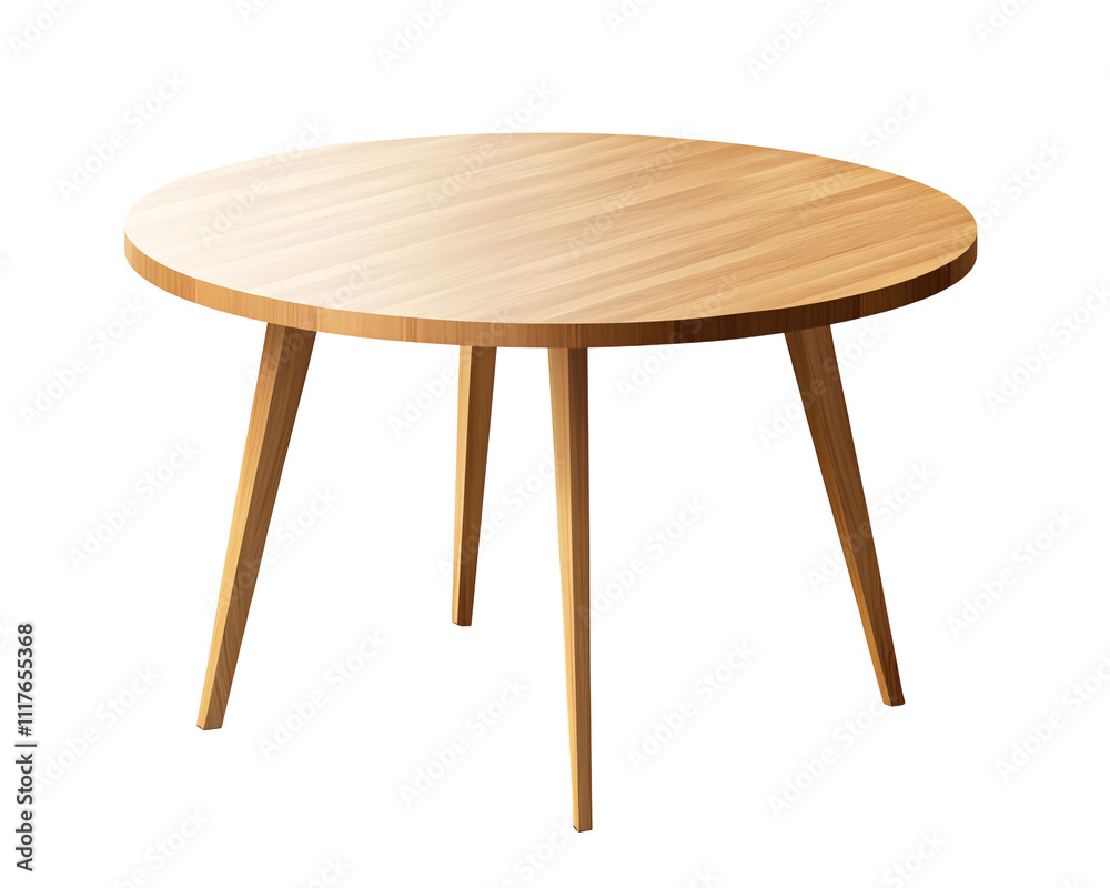 a round wooden table with legs