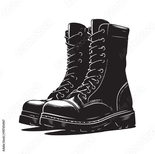 COMBAT BOOTS silhouette vector ILLUSTRATION 