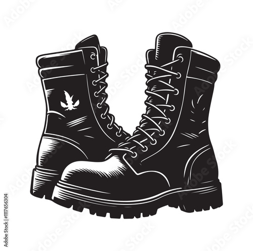 COMBAT BOOTS silhouette vector ILLUSTRATION 